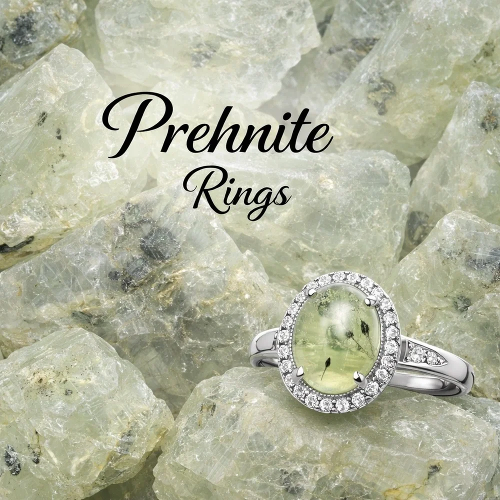 Elegant Silver Prehnite Ring